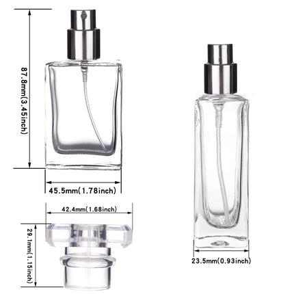 6Pcs+4 Accessories 30ml/1 oz Clear Black Refillable Perfume Bottle, Portable Square Empty Glass Perfume Mist Bottle.