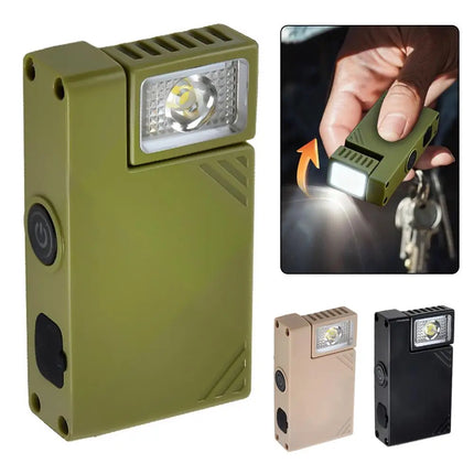Rechargeable Mini EDC Handheld Flashlight Rotating LED Flashlight Outdoor 5 Modes Magnet Work Light Portable Pen Clip Lantern