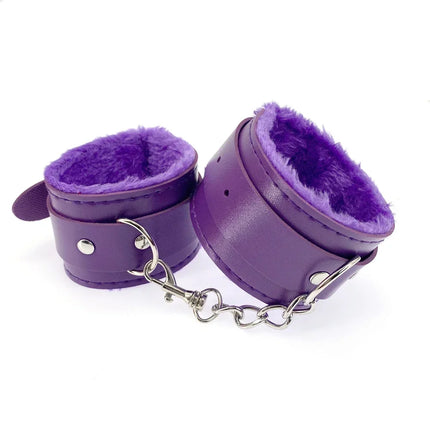 1 Pair Sexy Hand Wrap PU Leather Plush Handcuff role play Bdsm Bondage Slave Game Sex Toys for Couple Erotic Soft Handcuff