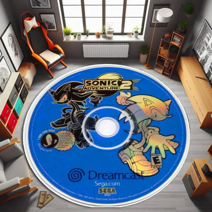 Anime CD Records Living Room Carpet Creative Circular Carpet Seat Basket Cushion Themed Decor Floor Mat Gaming Room Round Rug