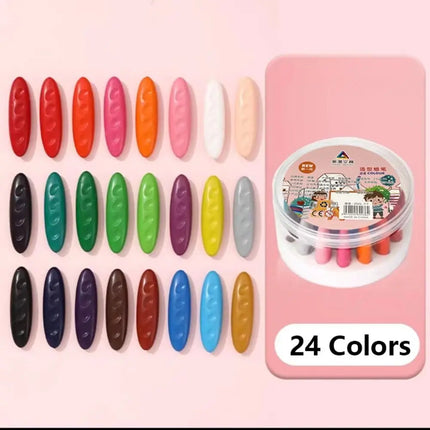 12/24/36 Colors Plastic Plastic Crayon Washable Erasable Colored Crayon Do Not Dirty Hands Peanut Shaped Wax Pencil Stationery