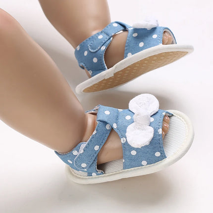 0-18 months cute baby shoes summer small fresh blue bow princess shoes sandals soft and comfortable soles slip walking shoes