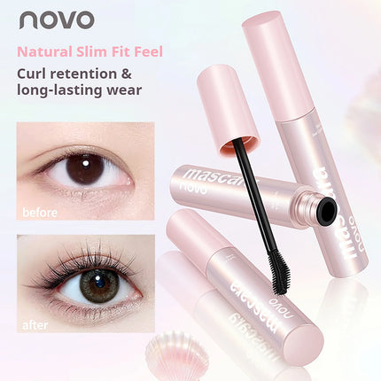 NOVO Waterproof, sweat-resistant, smudge-proof mascara Long-lasting hold for defined, lengthened and curled lashes