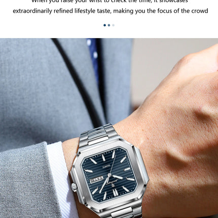 POEDAGAR Business Men's Watch Waterproof Luminous Date Week Classic Watches For Men Stainless Steel Men's Quartz Wristwatch Reloj