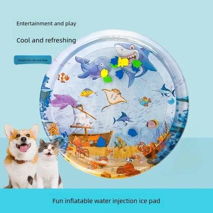 Water Sensory Play Mat for Cat Dog, Thickened Inflatable Foldable Cooling Mat, Portable Durable Interactive Pet Toy Supplies