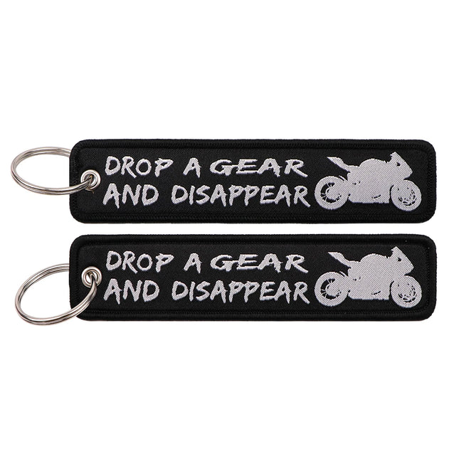 1Pcs "No Risk No Fun" Funny Quotes Series Embroidery Key Fobs Backpack Key Tags Motorcycles Keychain Keyrings Accessories Gifts