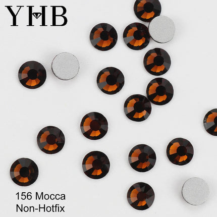 YHB 134-174 Glitter Cold Fixation Flat Back Non-Hotfix Rhinestone For Bags Nails Fabric Garment Decoration Jewelry Accessories