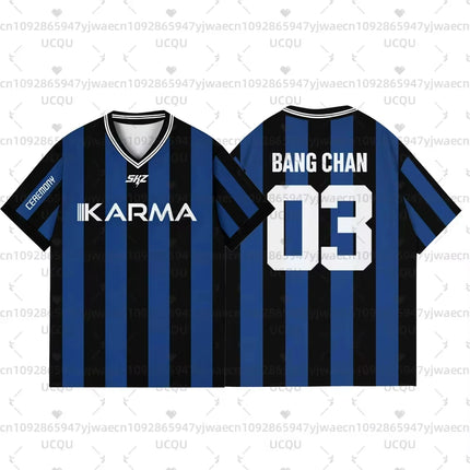 2025 KPOP Stay KARMA Album Fans Support Shirts FELIX BANGCHAN HYUNJIN Streetwear Plus Size Clothes Short Sleeve Tops T-shirt
