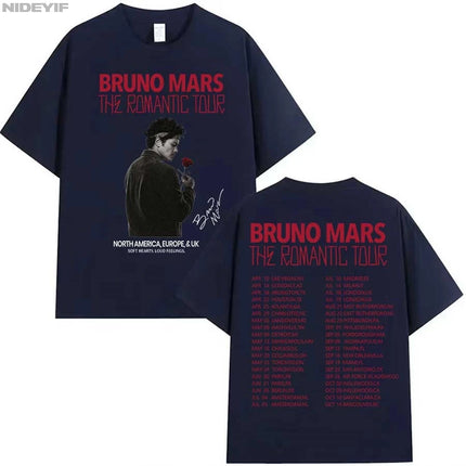 Bruno Mars The Romantic Tour T shirt for Men Women Hiphop Streetwear Oversized Tops 100% Cotton T-Shirt BM5