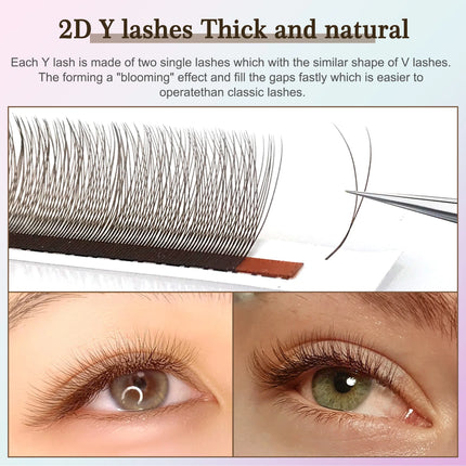 CoMango Mix 8-12/8-15mm Brown Eyelash Extension 2D V Shape False Lash Premade Fans Soft Light Natural Eyelash Makeup