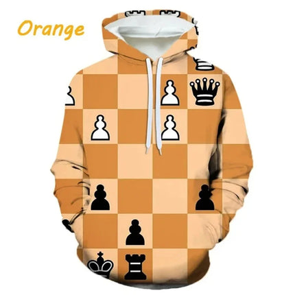 Creativity Chess Pattern Hoodie For Men Women Personality 3D Printed Long-Sleeved Casual Loose Hoodies Sweatshirt Tops Pullover