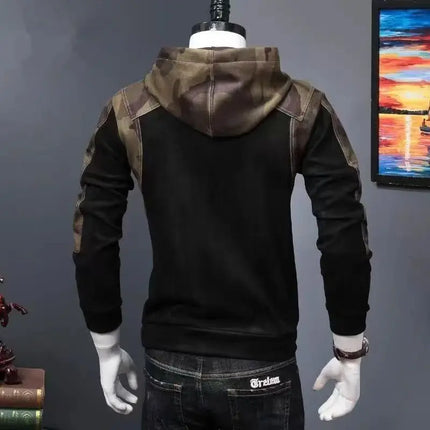 Y2K Techwear Autumn Hooded Tracksuit Men Cotton Cargo Hoodie Fashion Mens Streetwear Camouflage Patchwork Black tactics Hoodies