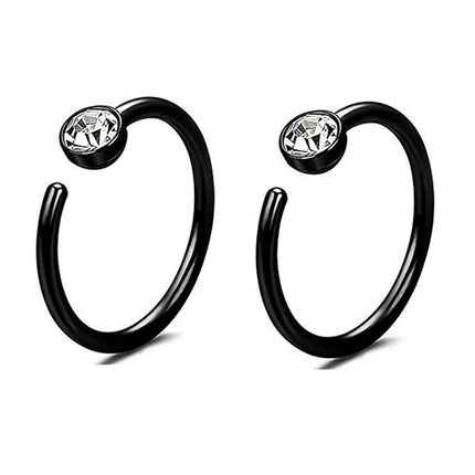 2pcs Hypoallergenic Stainless Steel Cubic Zirconia Round Ball Hoop Earrings Simple School Style Earrings Trendy Ear Jewelry
