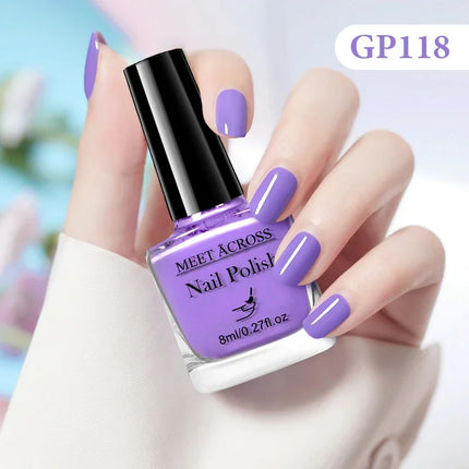 MEET ACROSS 8ml Glass Bottle Water-Based Peel Off Nail Polish Colorful Air Dry Nail Art Varnish Nails Manicure No Need Lamp