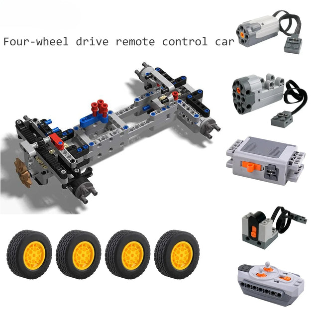Four-wheel Drive Remote Control Car Motor Power 4WD RC Car Kit 32019 86652 Wheel Building Blocks Compatible with Legoeds RC Car