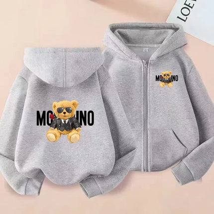 Children's New Zipper Style Long Sleeve Hoodie Cute Bears Pretty girl Charming Coat Girls Boy 3-12Yrs Leisure Sweatshirt Clothes