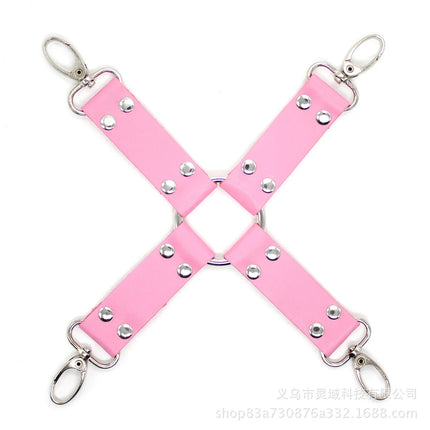 BDSM Cross buckle Tied shackles sex toys leather sex products Handcuffs o-ring steel handcuffs for sex adult sex games