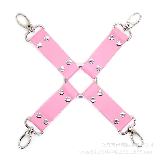BDSM Cross buckle Tied shackles sex toys leather sex products Handcuffs o-ring steel handcuffs for sex adult sex games