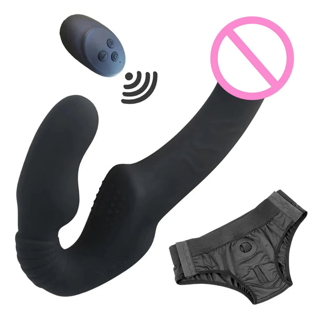 Strapless Strap-on Dildos Vibrator with Remote Control for Women Lesbian Couples, G Spot Sex Toys With Clitoris Stimulator