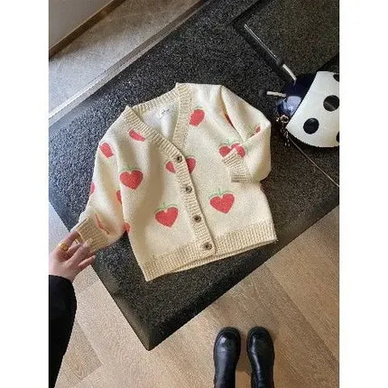 2023 Spring Autumn Girls Jumpers Love Khaki Toddler Boys Tops Sweater Cardigan Children's Sweater Children Clothing Baby-clothes