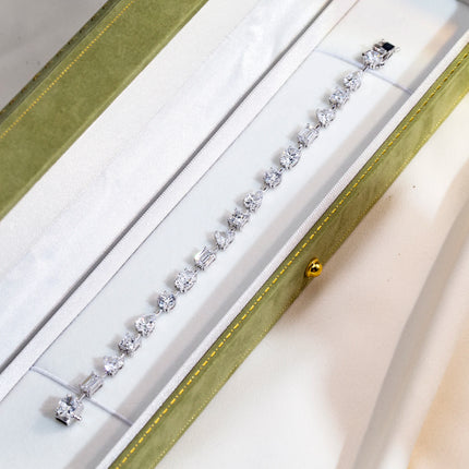18K Real Gold Bracelets Pear Emerald Shape Lab Grown Diamond Bracelet For Woman Girls In Stock MSB-571