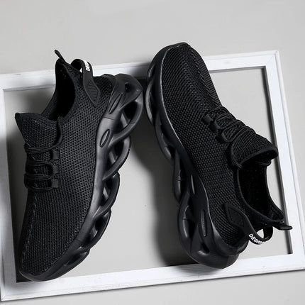 Men Sports Running Black Jogging Shoes Casual Sneakers Brown Outdoor Breathable Mesh Women Light Shock-absorption Black Tennis