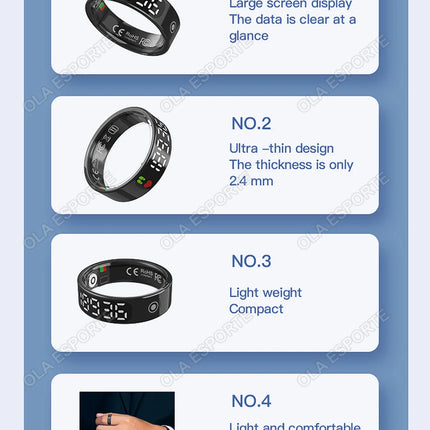 2026 New Sr08 Smart Ring LED Display Screen and Touch, Men Women, Heart Rate Health Monitoring, 5ATM Waterproof Sports Smartring