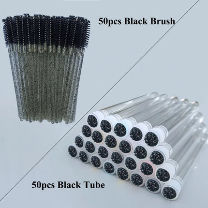 50pcs Reusable Eyelashes Brush Tube for Eyelash Extension Disposable Mascara Wands Eyebrow Brush Applicator EyeLash Brushes