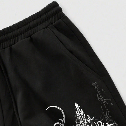 Men's and Women's Y2K Gothic Angel Print Wide Leg Sports Pants Street Wear Hip-hop Casual Drawstring Pants Harajuku Street Style