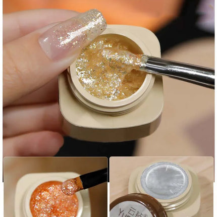 Colorful Nail Gel Holographic Opal Glitter Polish Multi-Color Sparkle Gel for Nail Art Professional Salon Gel with Diamond Shine