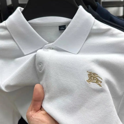 100% pure cotton fashionable men's short sleeve polo shirt 2025 summer  golf casual top high-end brand embroidered design Tshirt
