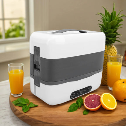 Double Layer Electric Lunch Box Portable Food Heater with 4 Stainless Steel Bowls Lunch Warmer for 24 Hour Reservation