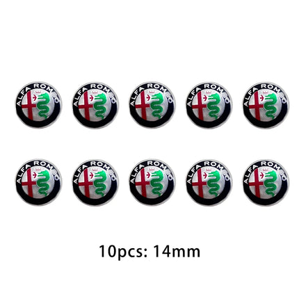 5/10PCS 14mm Car Key Shell Sticker Car Key Remote Fob Decal Auto Parts For Alfa Romeo Sportiva 156 Stelvio Giulia Giulietta