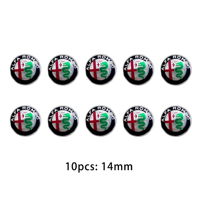 5/10PCS 14mm Car Key Shell Sticker Car Key Remote Fob Decal Auto Parts For Alfa Romeo Sportiva 156 Stelvio Giulia Giulietta