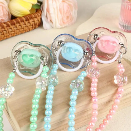 Sweet Beads Chain Pacifier Gag Collar Couple Toy Soft Silicone High-end Adult Pacifier Creating An Exclusive Luxury Leisure Time