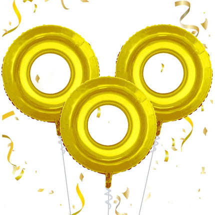Gold Ring Foil Balloons 3-Pack - Party Decorations Wedding Engagement / Ballons Anneaux Or 3pcs - Déco Fête Mariage