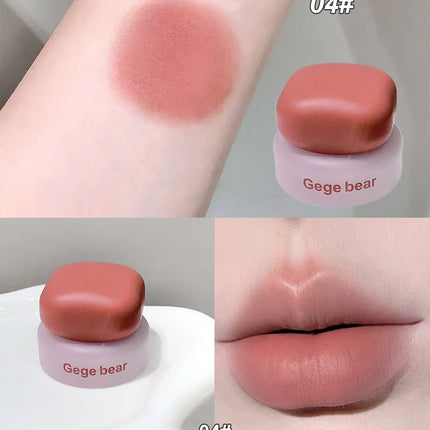 Matte Velvet Mist Cheek Lip Mud Natural Nude Multi-purpose Blush Orange Brown Solid Lip Gloss Tint Lasting Shading Korean Makeup