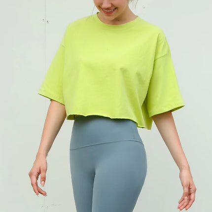 Y2K Outdoor Dance Sports Short sleeved Yoga Dress Women's Leisure Versatile Fitness Top Loose Sports T-shirt