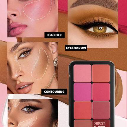 QIBEST 16 Colors Box Blusher Plate Multi-Color Cream Blush Plate Concealer Contour And Highlighter Palette Makeup Blush Face