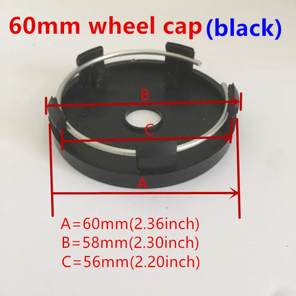 4pcs 3D new black for 56mm 60mm 65mm 68mm Car emblem Wheel hub Center Cap Badge covers sticker Decal styling Accessories