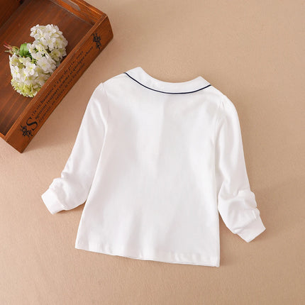 Girls Shirt 2025 New Children's Baby Cute Long-sleeved Top Young Girls Cotton Embroidery Shirt