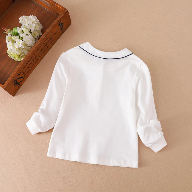 Girls Shirt 2025 New Children's Baby Cute Long-sleeved Top Young Girls Cotton Embroidery Shirt