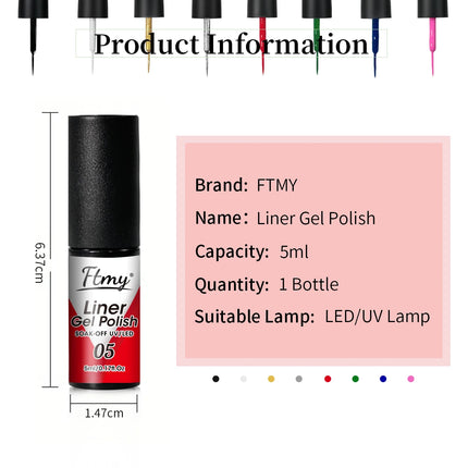 Nail Art Polish Set Gel Liner Nail Art Kit For Nail Design Polish Gel Art Paint For Nail 6 Colors Black White Gel Nail Polish So