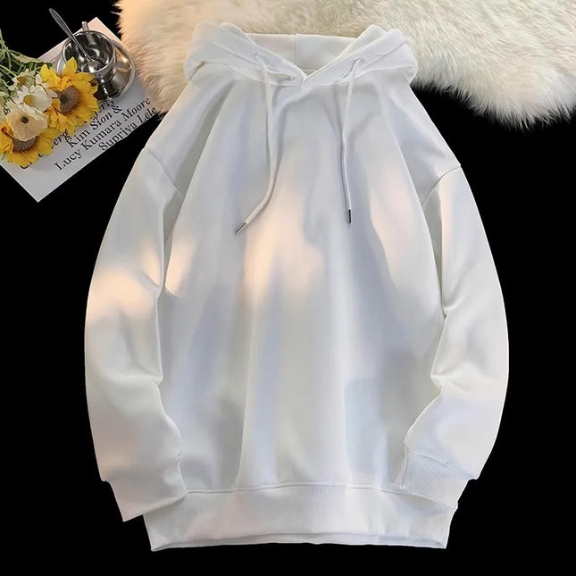 Factory Direct Sales Latest Solid Color Loose Breathable High Street Retro Men's Crew Neck Cotton Versatile Hoodie
