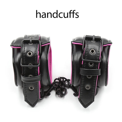 Thierry New Arrive High Quality Luxury Collar Wrist Ankle Cuffs for Slave Role-Play Adult Games,Handcuffs Bondage Restraints Set