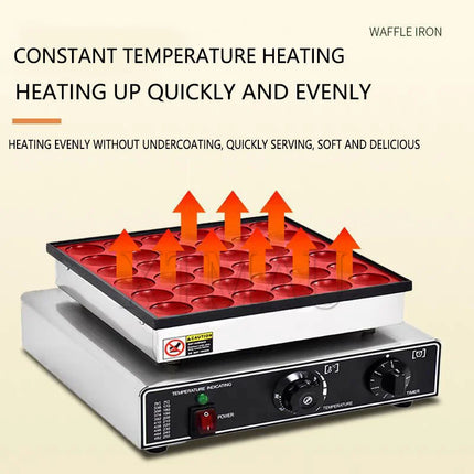 110V 220V Muffin Pancake Baker, 900W Commercial Electric Nonstick Waffle Maker Machine