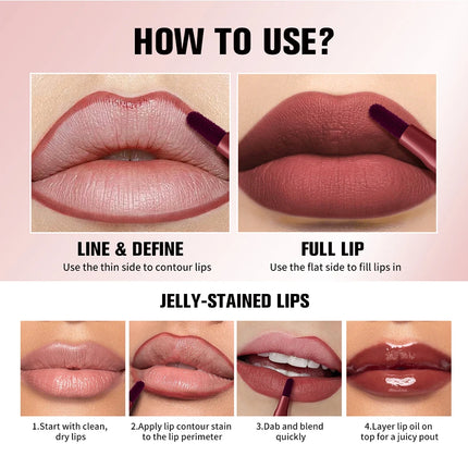 Lakerain Lip Liner Pencil Ballpoint Felt Tip Transfer-proof Lip Liner Stain Smudge-proof Waterproof Lip Liners Natural Makeup