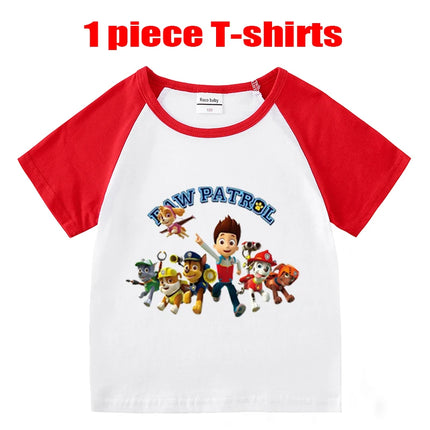 Children's Summer Pajama Set Kids Cartoon PAW Patrol T-shirt+Shorts Sets Boys Cotton Tops+Shorts 2Pcs Baby Boys Girls Sport Suit