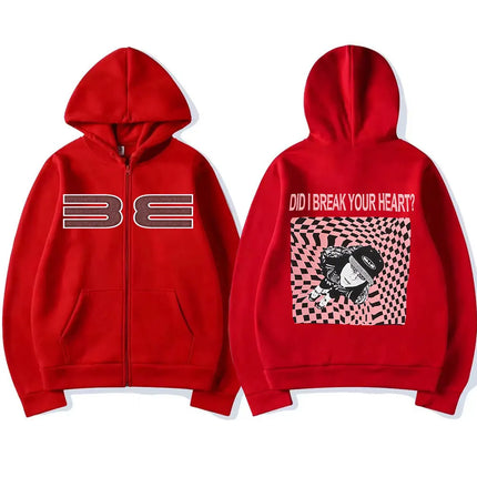 Hit Me Hard and Soft DID I BERAK YOUR HEART? Zipper Hoodies Men Women Clothing Pullovers Fashion Hip Hop Zip Up Sweatshirt Coats