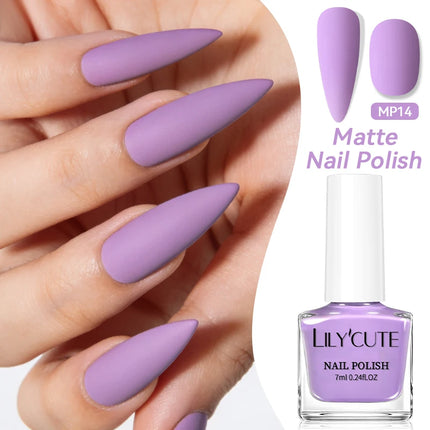 LILYCUTE 7ml Matte Nail Polish Velvet Effect Pearl Shell  Air Dry Nail Art Varnish No Need Lamp Manicure Glitter Nail Care Polis